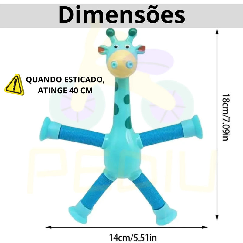 Brinquedo Infantil Girafa Pop Tubo Led Com Ventosa
