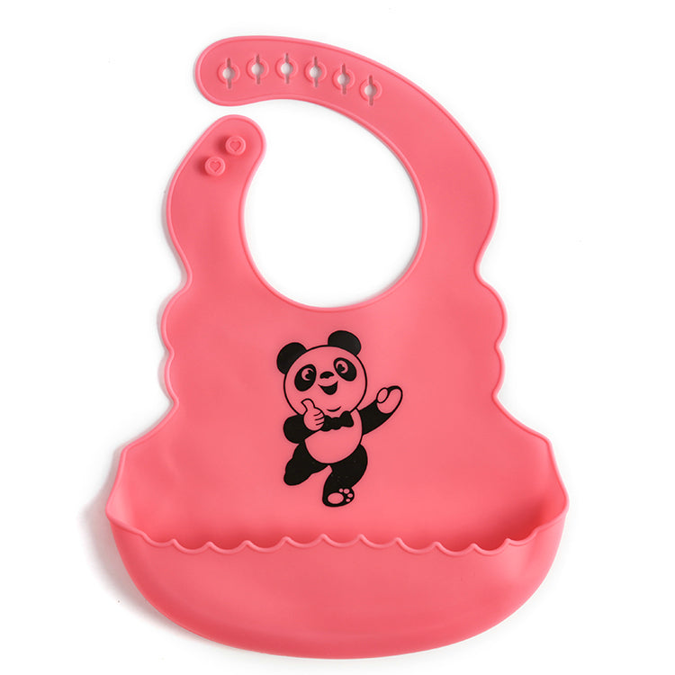 Cute Silicone Baby Feeding Bib with Soft Catcher Pocket