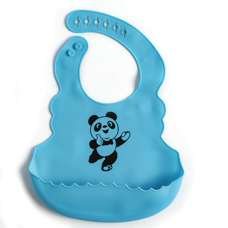 Cute Silicone Baby Feeding Bib with Soft Catcher Pocket