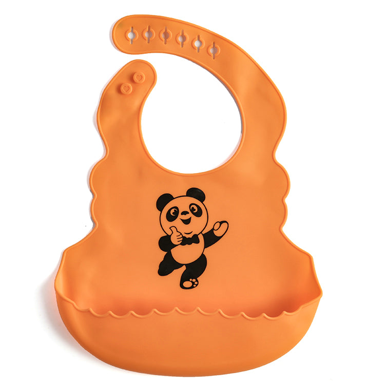 Cute Silicone Baby Feeding Bib with Soft Catcher Pocket
